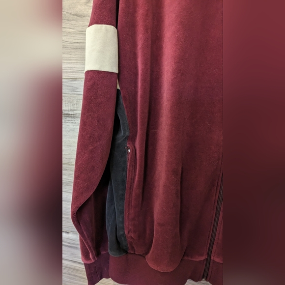 Burgundy adidas velour jacket - unisex - Picture 2 of 7